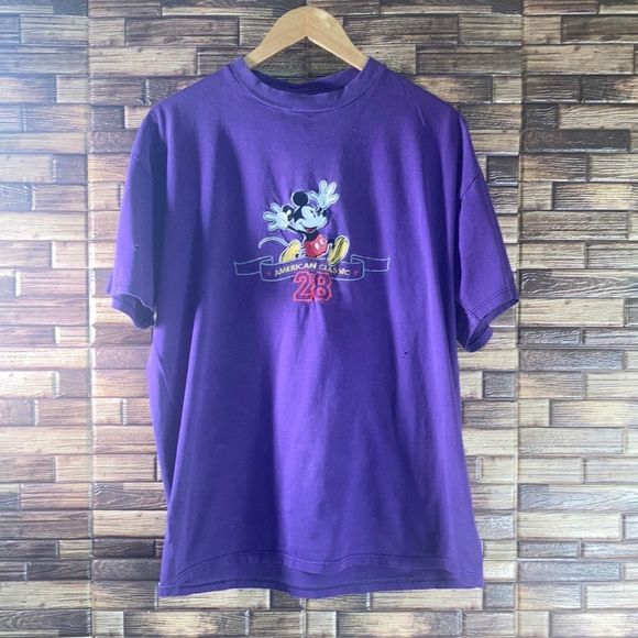 Vintage 1990s Mickey Mouse Disney Embroidered Purple American Classic Medium - Picture 1 of 12